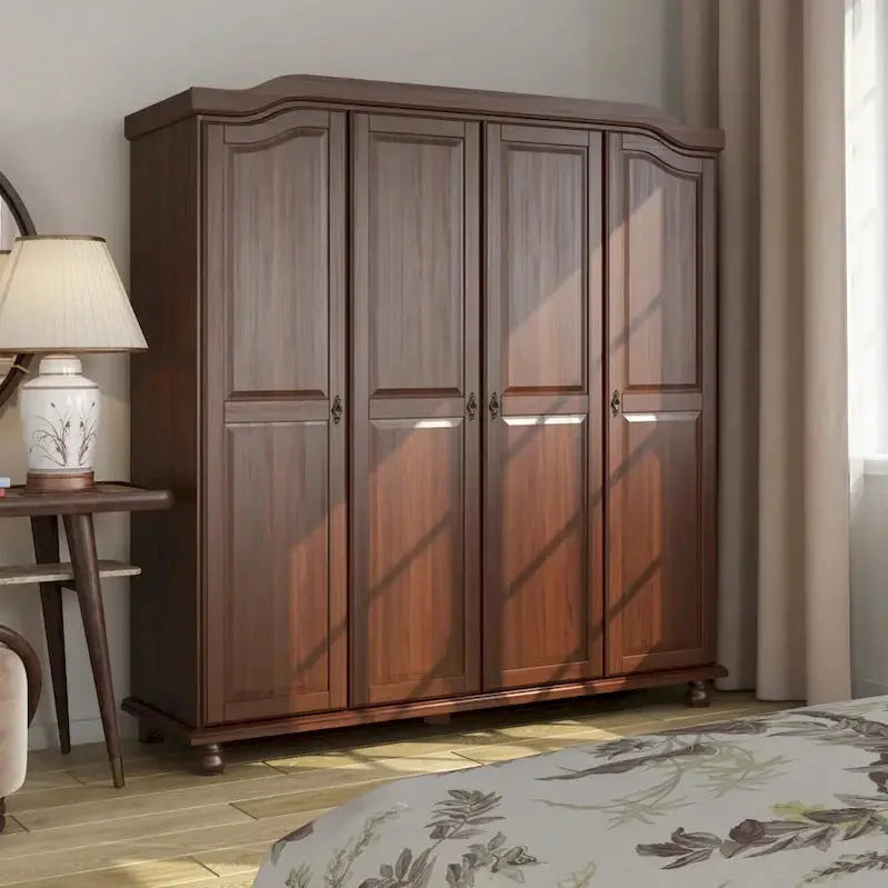 Kyle Armoire by Palace Imports  Handcrafted 4-Door Solid Wood Wardrobe with Optional Mirrored Panels