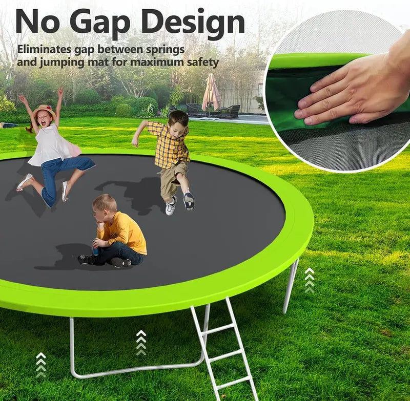16-Foot Upgraded Trampoline with Enclosure Net and Adjustable Basketball Hoop