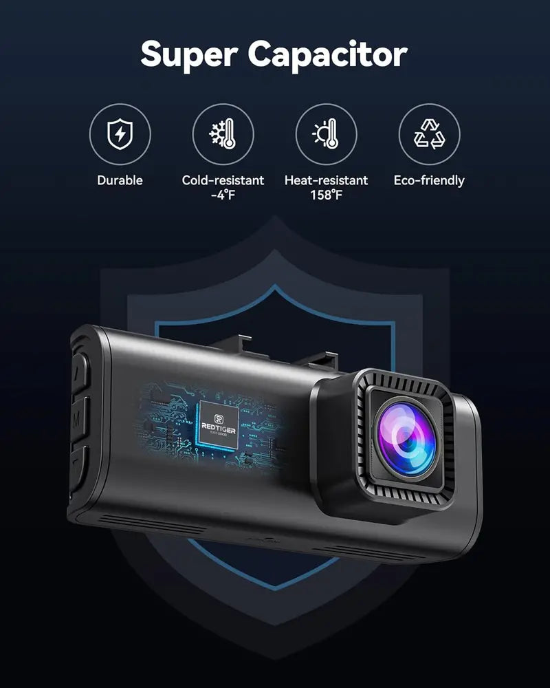 Front-and-Rear 4K/2.5K Dash Cam  Full HD Dual-Channel Recording, Built-in Wi-Fi, GPS & Preloaded 32GB Memory Card