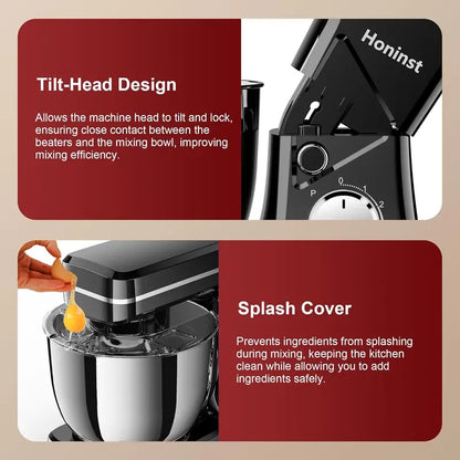 10-Speed Stand Mixer  6-Quart Tilt-Head Model with 8-in-1 Splash Guard and Dishwasher-Safe Attachments