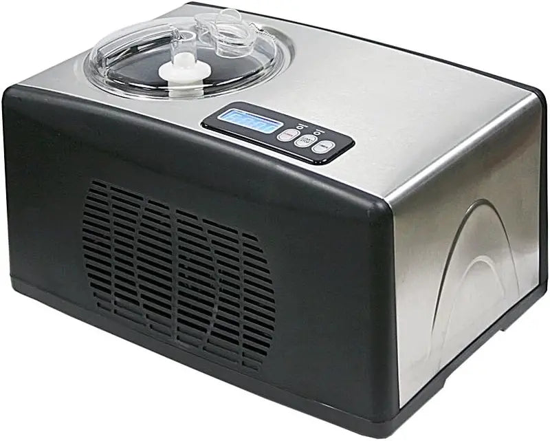 Brand Automatic Ice Cream Maker, 1.6 Quart, Stainless Steel, Built-in Compressor, No Pre-Freezing, LCD Display, Timer, Black & Pink