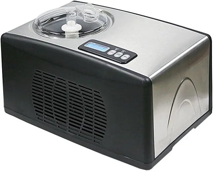 Brand Automatic Ice Cream Maker, 1.6 Quart, Stainless Steel, Built-in Compressor, No Pre-Freezing, LCD Display, Timer, Black & Pink
