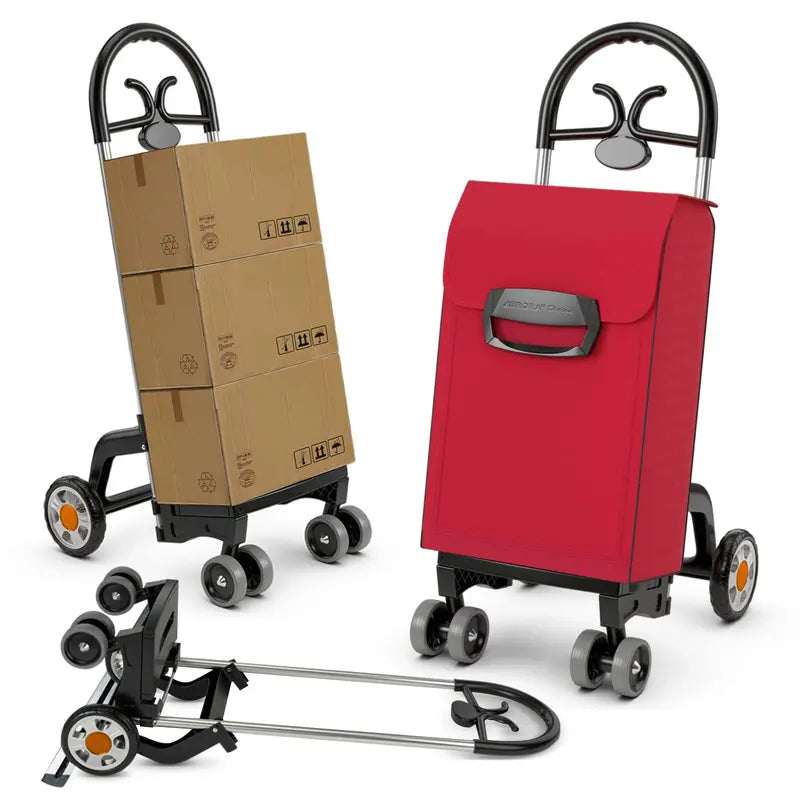 6-Wheel Heavy-Duty Folding Grocery Cart, Expandable Shopping Trolley with Reinforced Frame