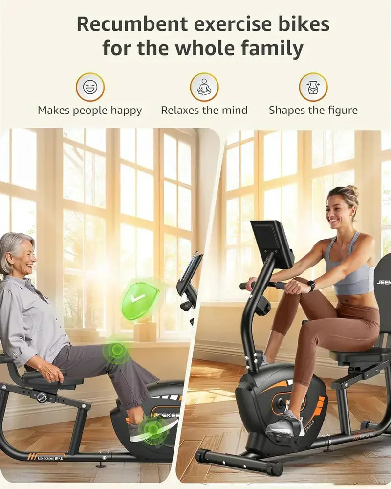 JEEKEE Recumbent Exercise Bike — Low-Impact Magnetic Resistance Bike for Seniors & Home Fitness