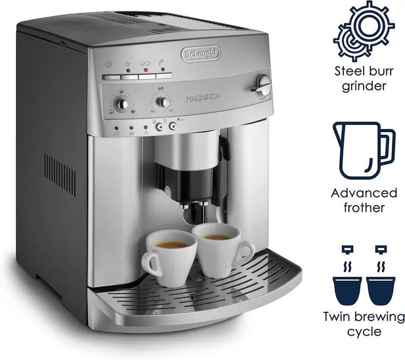 De’Longhi Magnifica ESAM3300 Super Automatic Espresso Machine, 14 Cups, Cappuccino Frother, Energy-Saving, Renewed