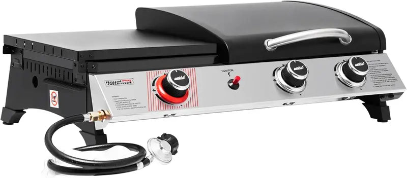 Royal Gourmet PD1305H 3-Burner Propane Grill & Griddle Combo  Lid-Integrated 3-in-1 Cooking Station