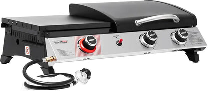 Royal Gourmet PD1305H 3-Burner Propane Grill & Griddle Combo  Lid-Integrated 3-in-1 Cooking Station