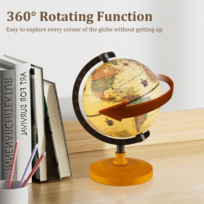 5.5-Inch Vintage-Style World Globe with Curved Alloy Stand