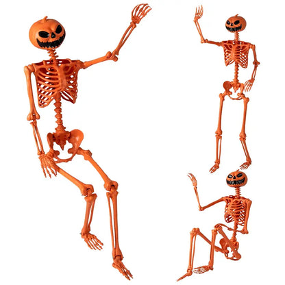 5.2-Foot Posable Halloween Skeleton  Glow-in-the-Dark Pumpkin-Head Yard Decoration