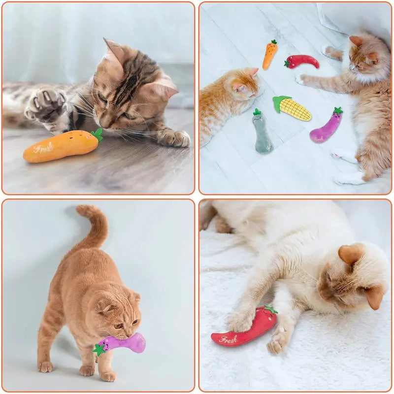 Brand Catnip-Infused Plush Interactive Cat Toys  5 Pack, Farm-Themed, Safe & Non-Toxic, for Active Play & Dental Health