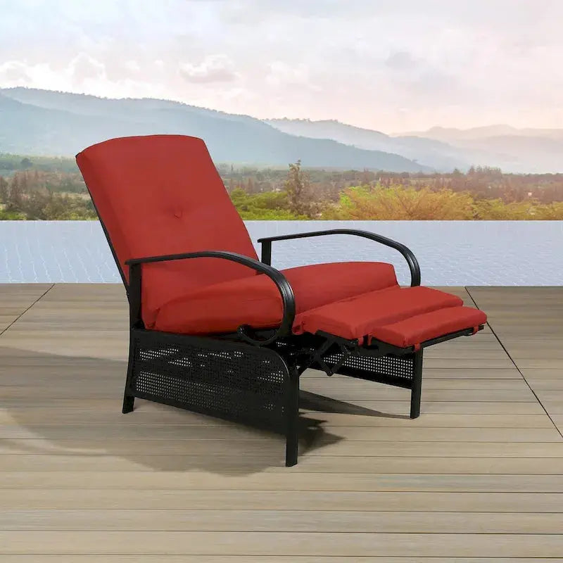 Adjustable Outdoor Reclining Lounge Sofa  Cushioned Patio Chair, Compact Dimensions