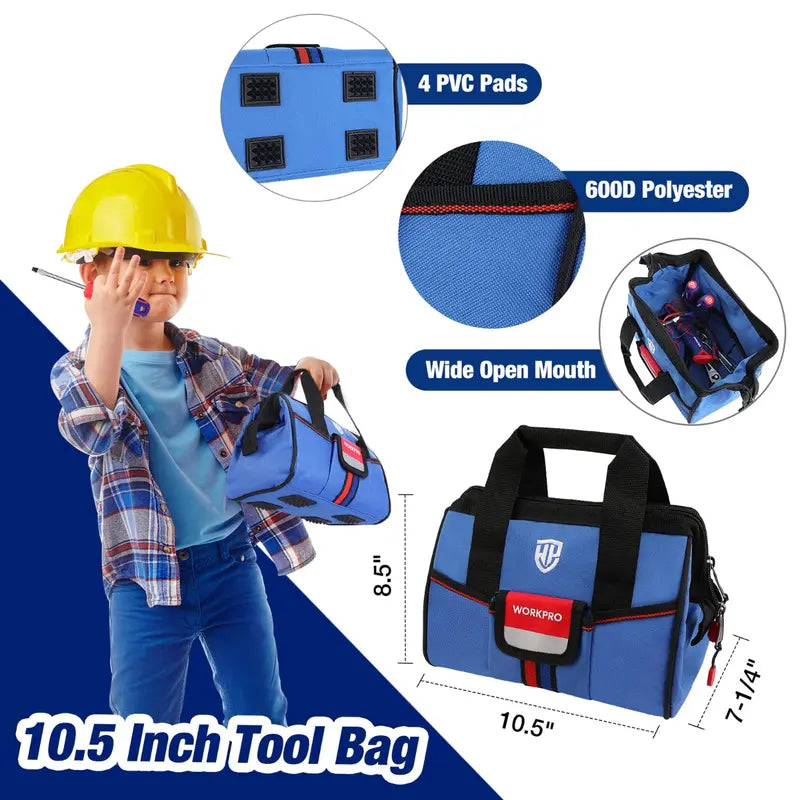 WORKPRO Kids’ Junior Tool Set  9-Piece with Pink/Blue Bag  Pink Ribbon Edition