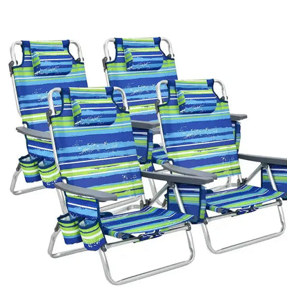 Costway 4-Pack Foldable Backpack Beach Chairs  5-Position Outdoor Seating