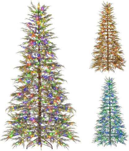 6.5- or 7.5-Foot Hinged Sparse Fir Tree  Multicolor LED Lights and Space-Saving Design