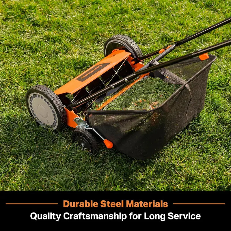 LawnMaster LMRM1801 18-Inch 5-Blade Push Reel Lawn Mower  Manual, Sustainable, Precision Cut