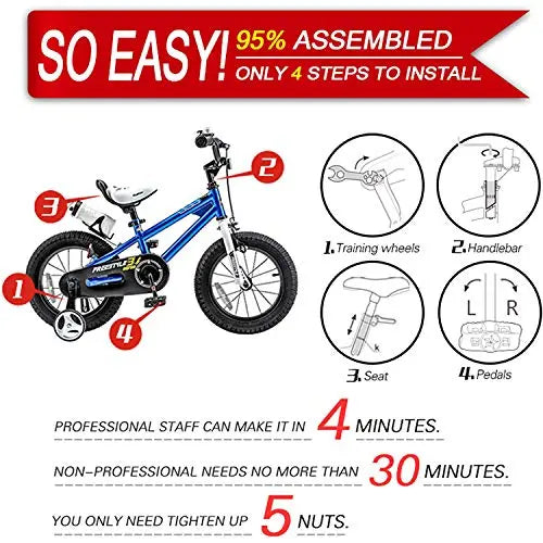 RoyalBaby Freestyle BMX Kids’ Bike with Training Wheels and Adjustable Kickstand