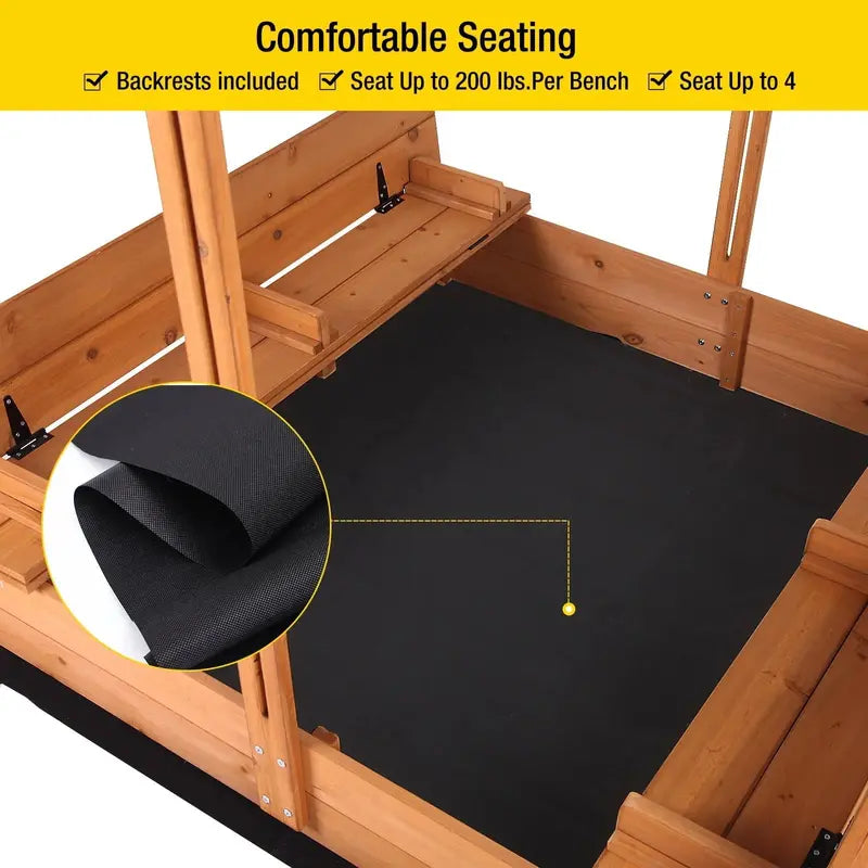 Morgete Wooden Outdoor Sandbox for Children with Secure Lid and Integrated Bench