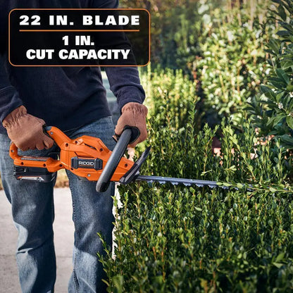 RIDGID 18V Brushless 22¡å Hedge Trimmer Kit with 2.0 Ah Battery &amp; Charger