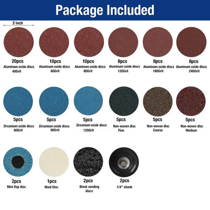 WORKPRO Sanding Disc Kit  101-Piece 2-Inch Assortment with 1/4-Inch Holder