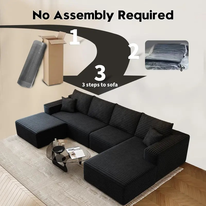 Cloud Modular L-Shaped Sectional Sofa  107.5-Inch Modern Minimalist Upholstered Couch with Chaise