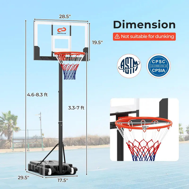 Lightweight Adjustable Kids’ Basketball Goal (3.3 FT to 7 FT)