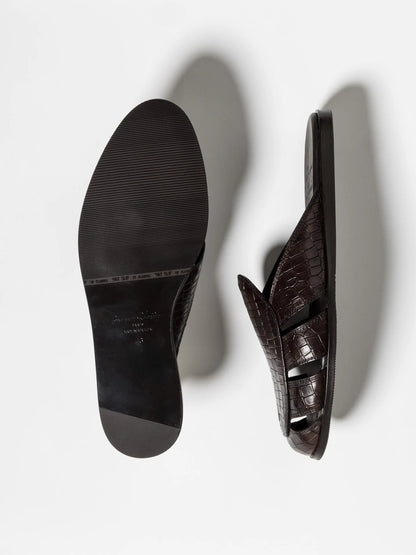 CAPRI MULE PRINTED CALF DARK BROWN