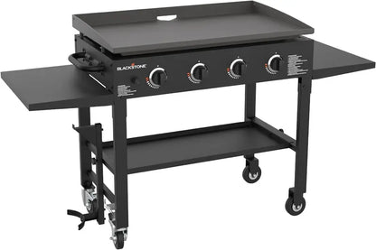 Commercial-Style 36″ 4-Burner Gas Griddle Station  Propane-Powered Flat Top Grill with Side Stands