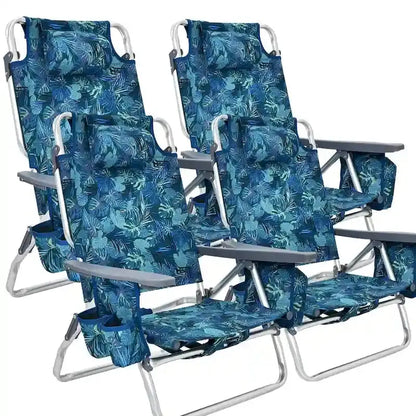 CraftPorch 4-Pack Folding Beach Chairs  Lightweight Outdoor Seating with 5-Position Recline and Compact Portability