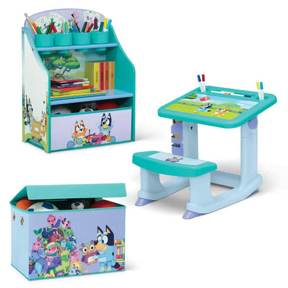 Delta Children Bluey 3-Piece Toddler Room Set: Desk, Art Station, Toy Box