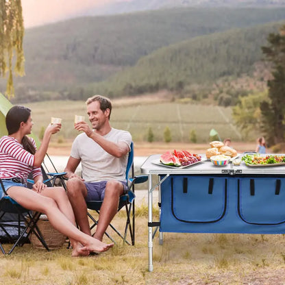 Compact Folding Camping Table with Integrated Storage  Lightweight Outdoor Utility Table