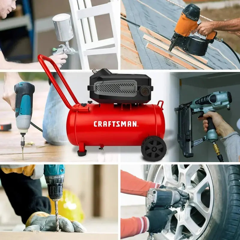 10-Gallon Oil-Free Air Compressor  1.8 HP, 175 PSI, 4.0 CFM@90 PSI, Portable w/ Large Wheels