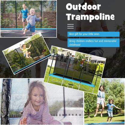 8 ft x 14 ft Rectangular Trampoline  440 lb Weight Limit, Enclosure Net & Non-Slip Ladder Included