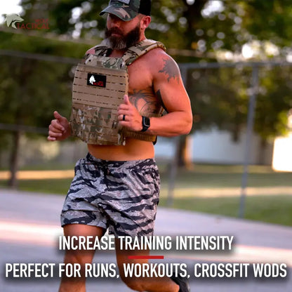 Wolf Tactical Adjustable Weighted Vest for Fitness Training, Breathable Design, Customizable Weights, Durable 600D Material, Unisex, Sizes XS-XL