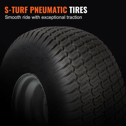 15×6-6″ Lawn Tractor Tires  2-Pack Turf Pneumatic Tire & Wheel Assemblies with Hub Adapters for Riding Mowers