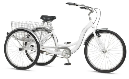 Schwinn Meridian Adult Tricycle  26-Inch Beach Cruiser, Low-Step Frame, Wide Comfort Saddle, Foldable Basket