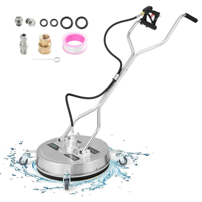 20-Inch Surface Cleaner Attachment for Pressure Washers  Dual-Handle Design with Stainless Housing & 4 Wheels
