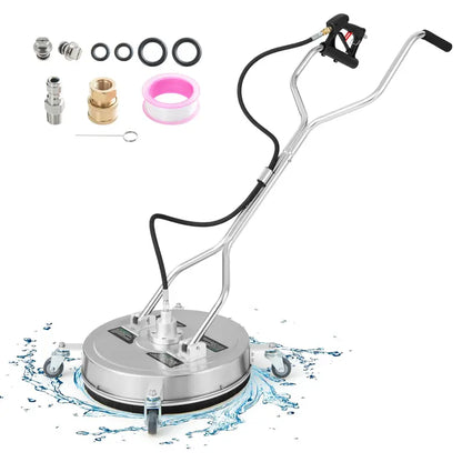 20-Inch Surface Cleaner Attachment for Pressure Washers  Dual-Handle Design with Stainless Housing & 4 Wheels