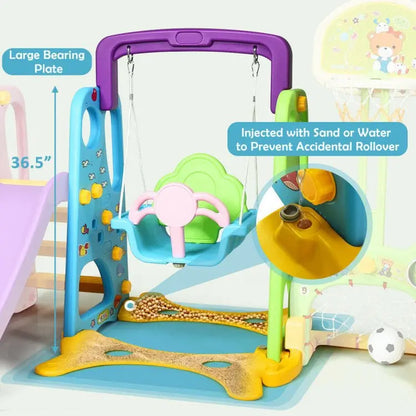 Premium 6-in-1 Indoor/Outdoor Toddler Playset — Slide, Swing, and Multi-Activity Climber