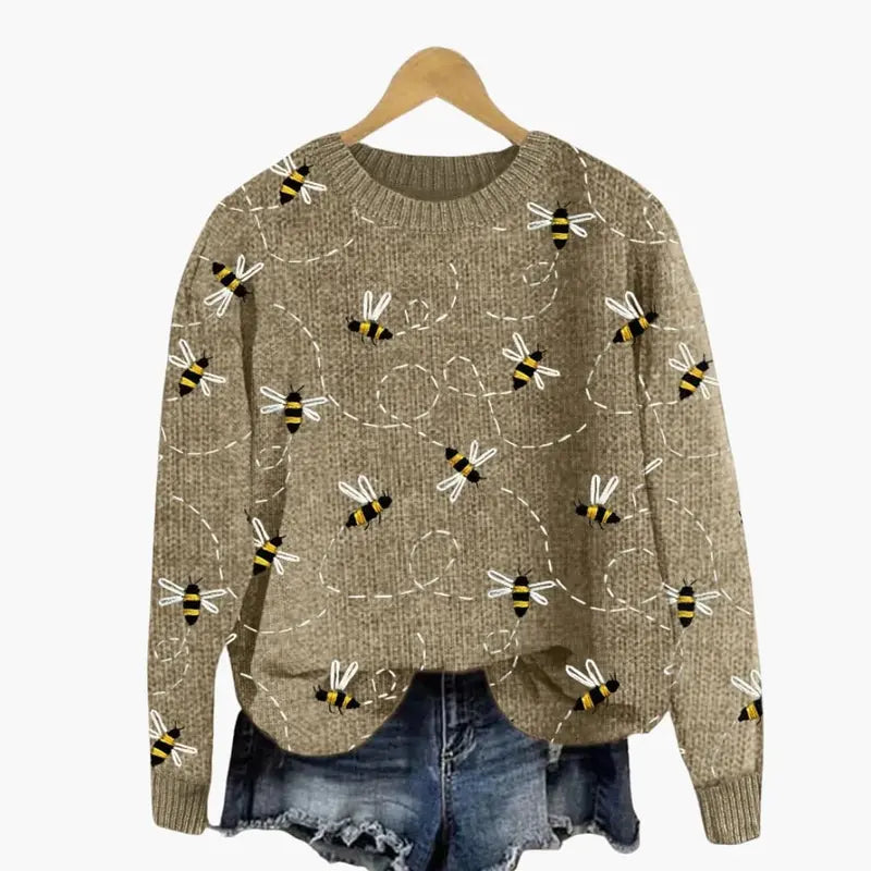 Women’s Long-Sleeve Bee-Embellished Knit Sweater
