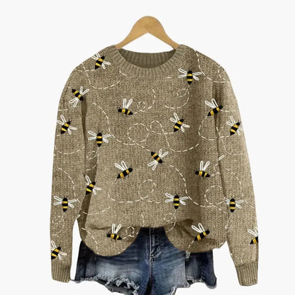Women’s Long-Sleeve Bee-Embellished Knit Sweater