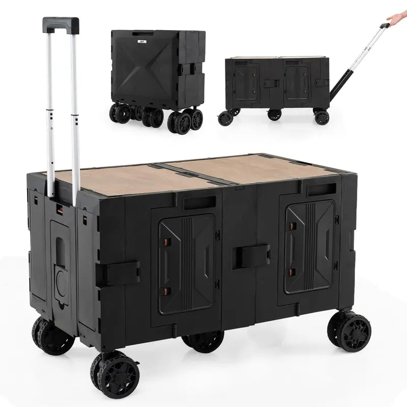 Collapsible Rolling Trolley Cart for Groceries, Camping, and Travel Use