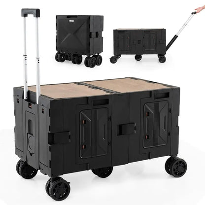Collapsible Rolling Trolley Cart for Groceries, Camping, and Travel Use