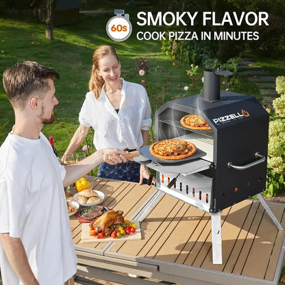 PIZZELLO Dual-Layer Wood-Fired Pizza Oven  Includes Stone, Peel & Grill Grate