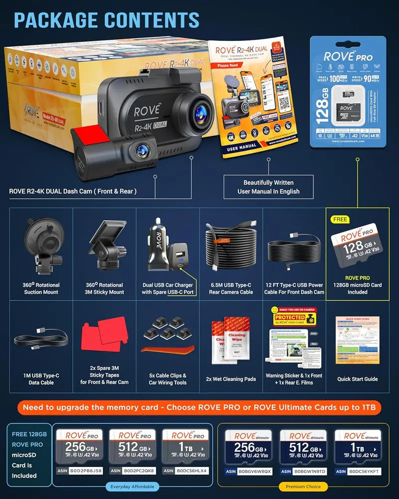 Dual-Camera Dash Cam  Front & Rear Recording with Starvis 2 Sensors, 5G WiFi & 24H Parking Mode