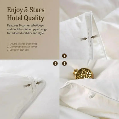Organic Down Duvet  Queen Size, 100% Cotton Cover, Hypoallergenic & Cloud-Like Fill