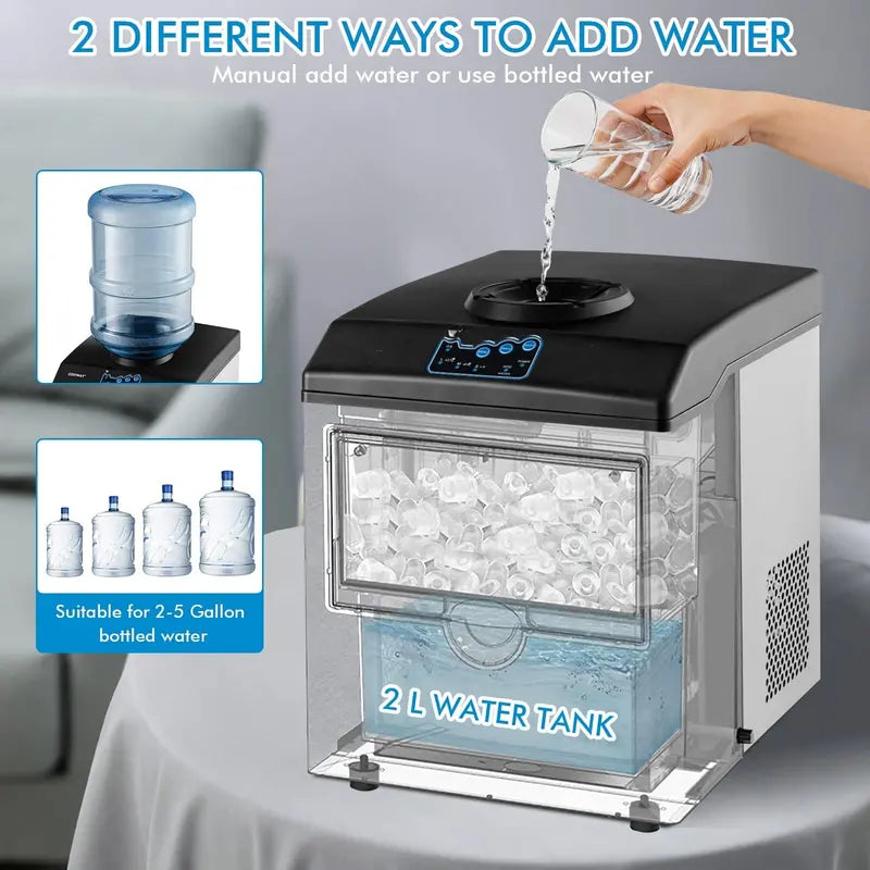 Dual-Function Countertop Ice Maker & Water Cooler  48 lbs/24 Hours with Small/Medium/Large Ice Options