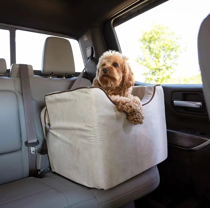 Lookout I Dog Booster Seat  Elevated Pet Car Seat for Small Dogs (515 lbs), Black Diamond Fabric with Washable Cover
