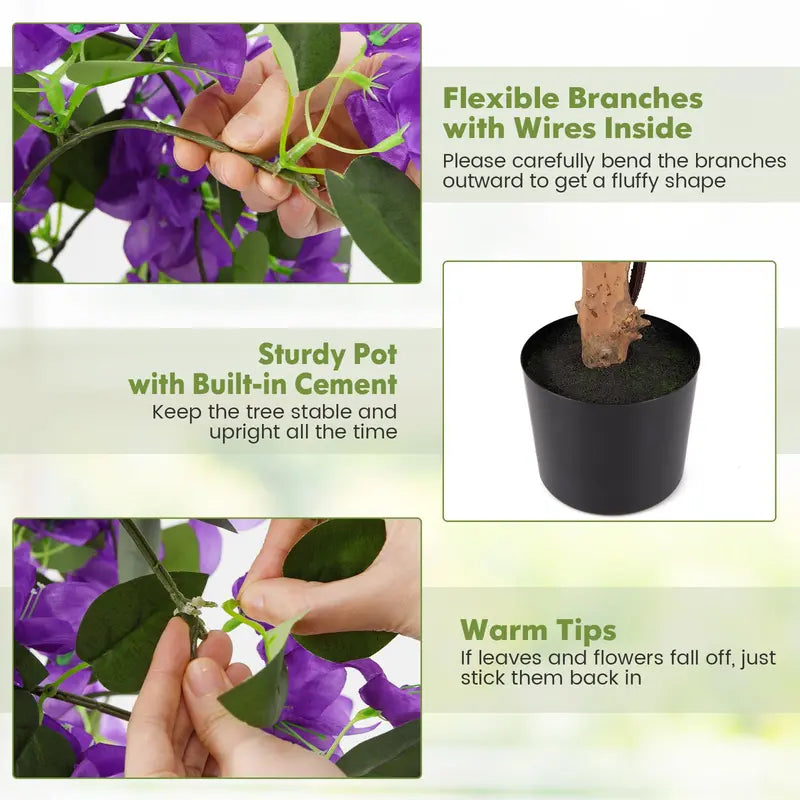 53-Inch Lifelike Bougainvillea Artificial Tree  576 Vibrant Silk Flowers with Natural Branch Structure