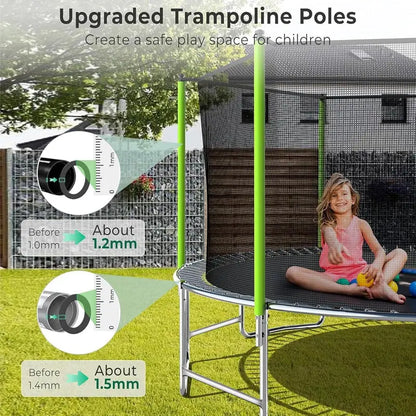 16-Foot Upgraded Trampoline with Enclosure Net and Adjustable Basketball Hoop