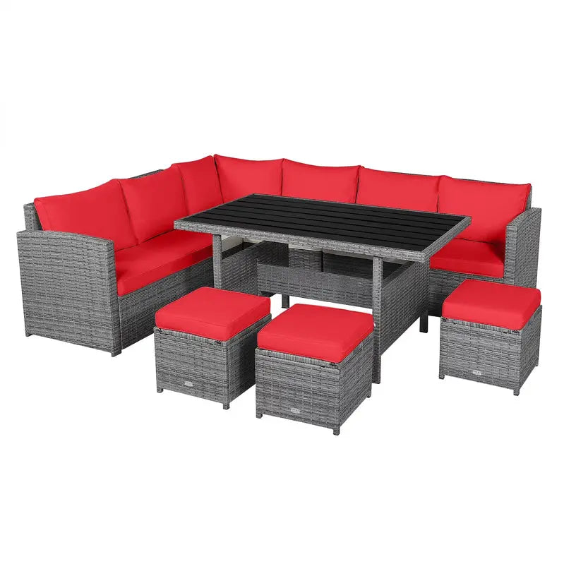 7-Piece Black Rattan Patio Furniture Set  All-Weather Outdoor Seating Collection